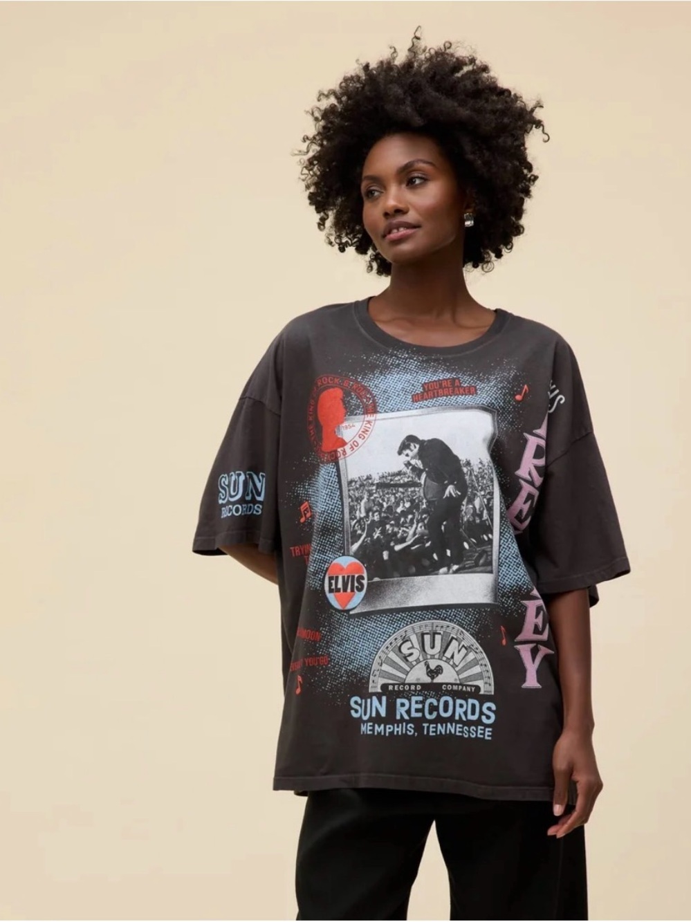 NWOT Daydreamer One Size Sun Records x Elvis Polaroid Collage OS Graphic Tee